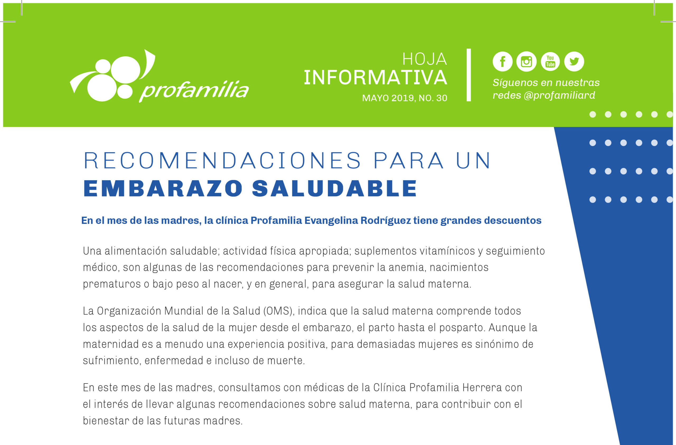 Hoja Informativa Clínica Evangelina Rodríguez: Recomendaciones para un embarazo saludable