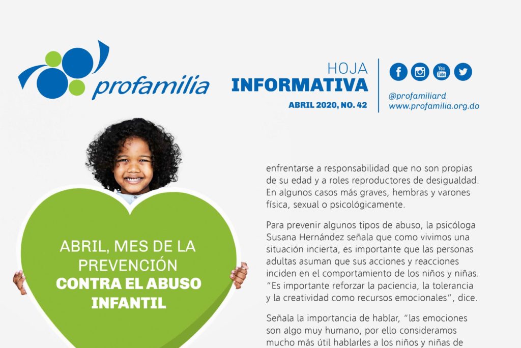 Abril mes de la prevención contra el abuso infantil: Hoja informativa No. 42