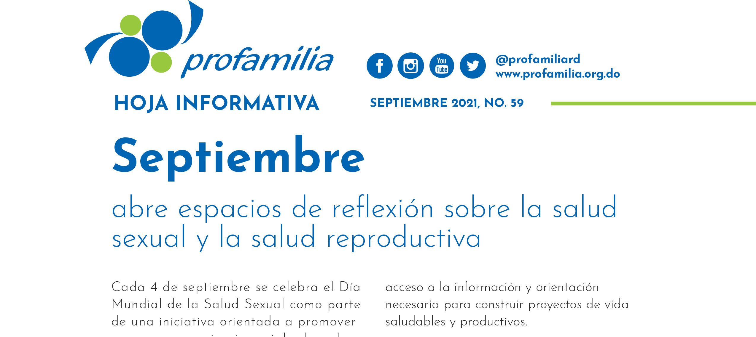 Septiembre abre espacios de reflexión sobre la salud sexual y la salud reproductiva: Hoja informativa 59