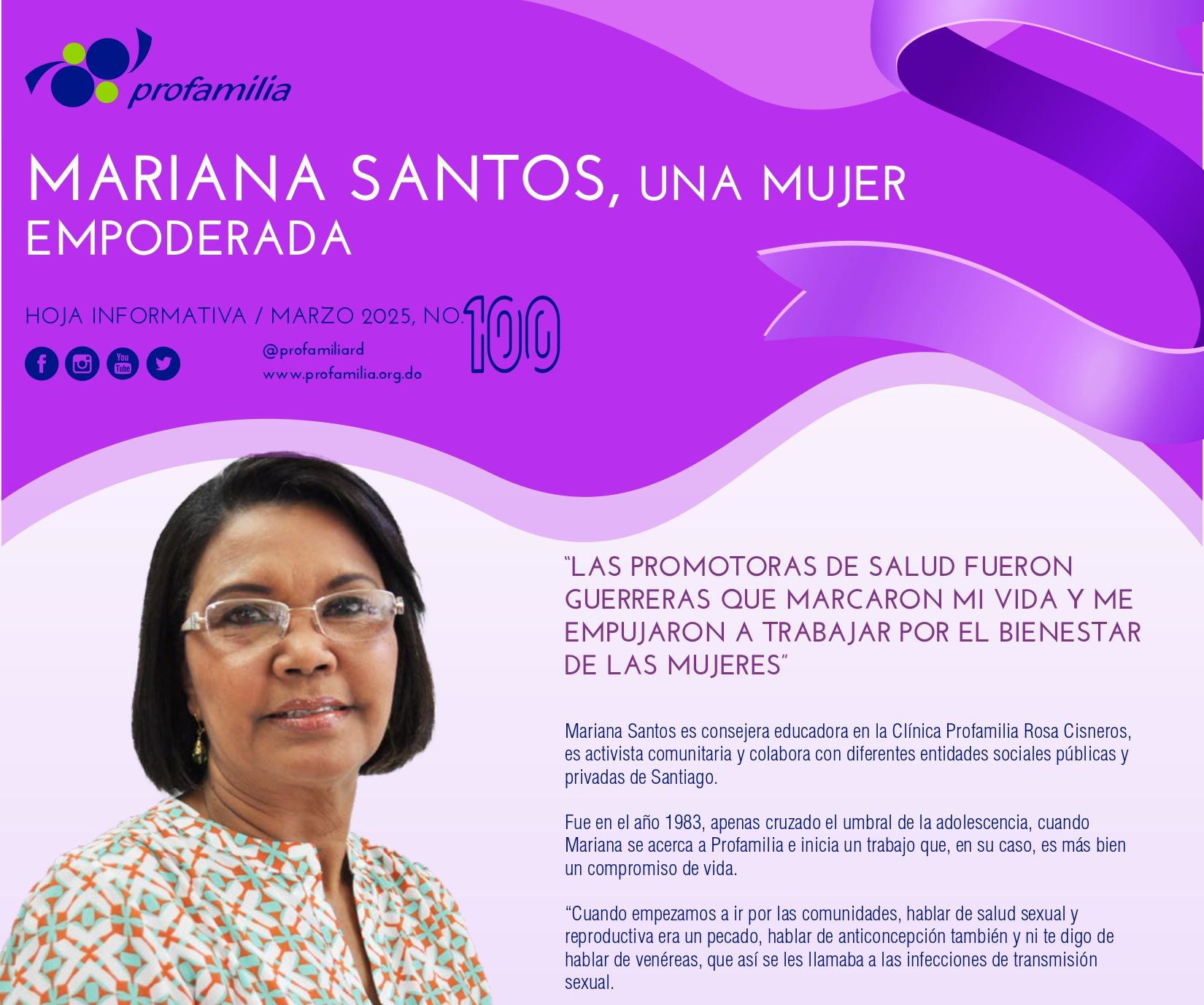 Mariana Santos, una mujer empoderada.  Hoja Informativa No.100